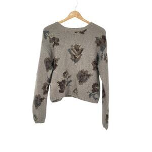 Vintage The Limited‎ Hand Knitted Rose Wool Mohair Blend Sweater Size S Grandma